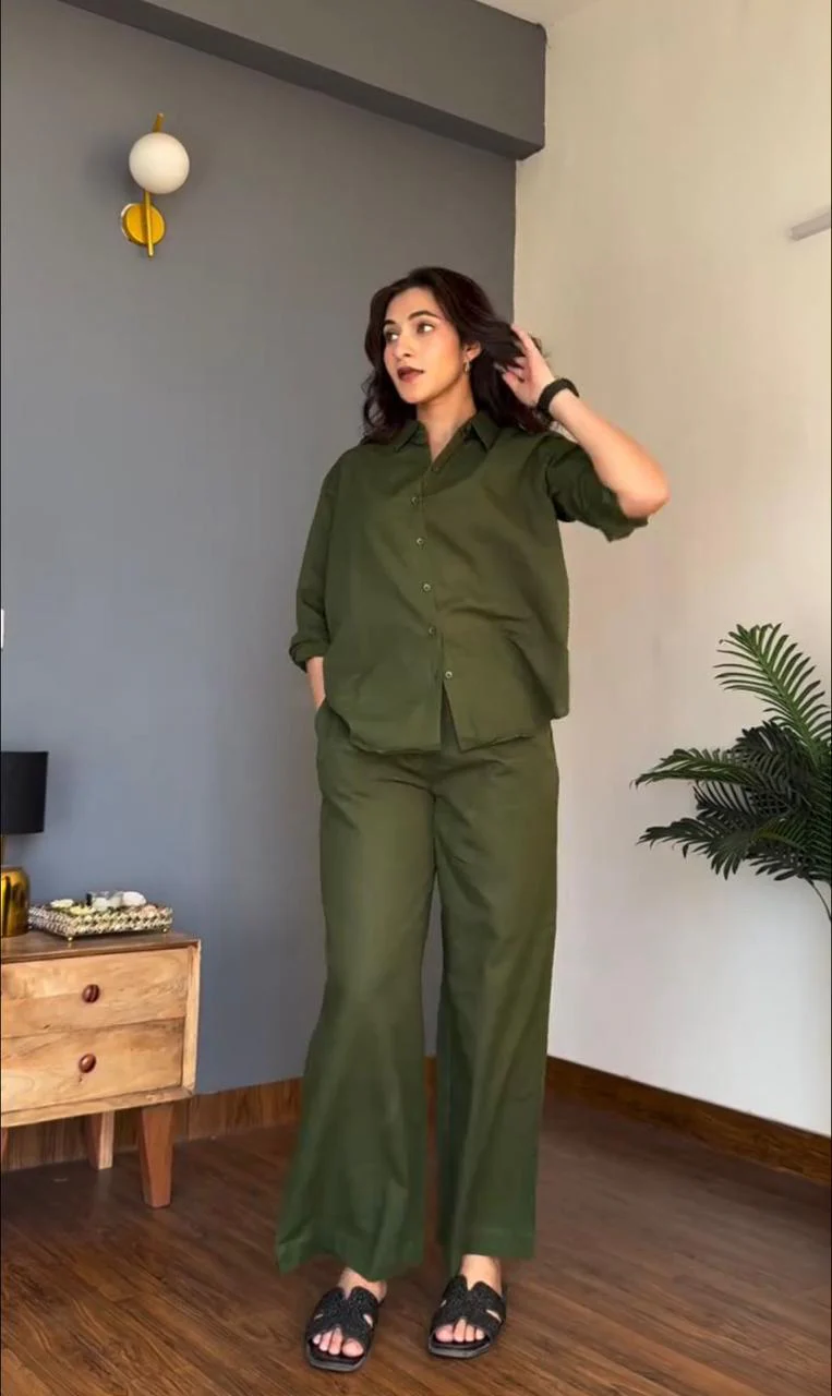 Green Orange Cotton Co-ord Set for Women - Image 3