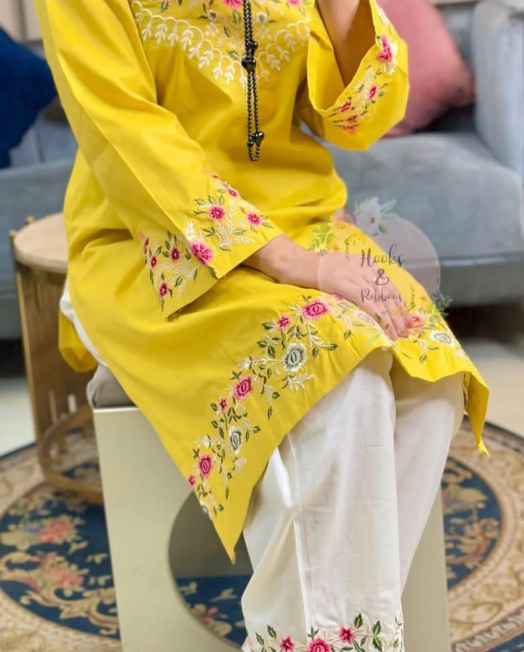 Sunshine Yellow Embroidered Co-ord Set - Image 4