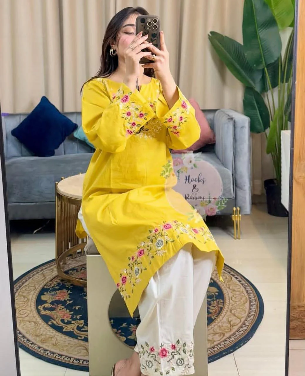 Sunshine Yellow Embroidered Co-ord Set - Image 6