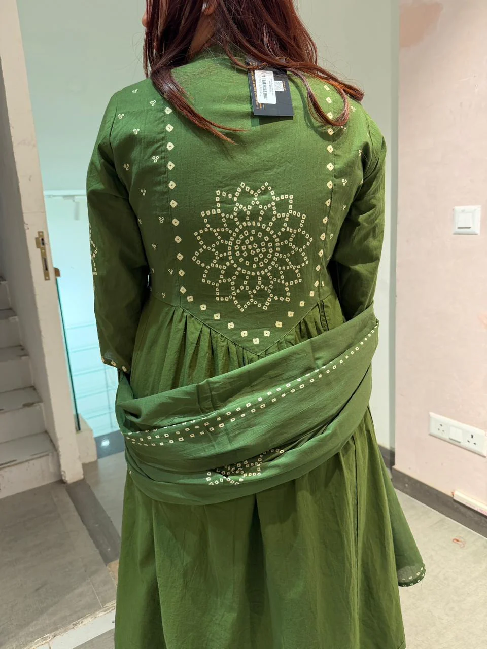 Women’s Green Embroidered Kurta Pant Set with Dupatta - Image 4