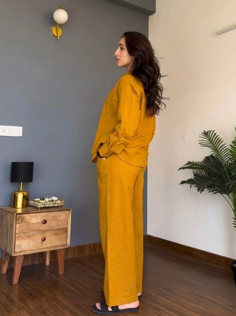 Yellow Cotton Co-ord Set for Women - Image 5
